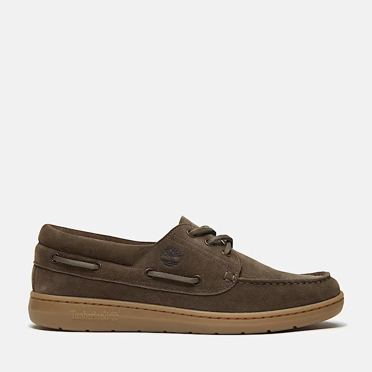Mens Brooks & Co Portofino Pier Boat Shoe TBL Dark Brown SuedeBeige HERO